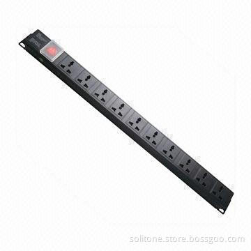 PDU, Universal Plug Socket, 8-way Socket, 10A, 19-inch Network Cabinet, 1U Size
